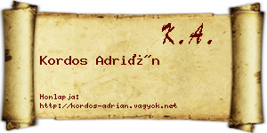 Kordos Adrián névjegykártya